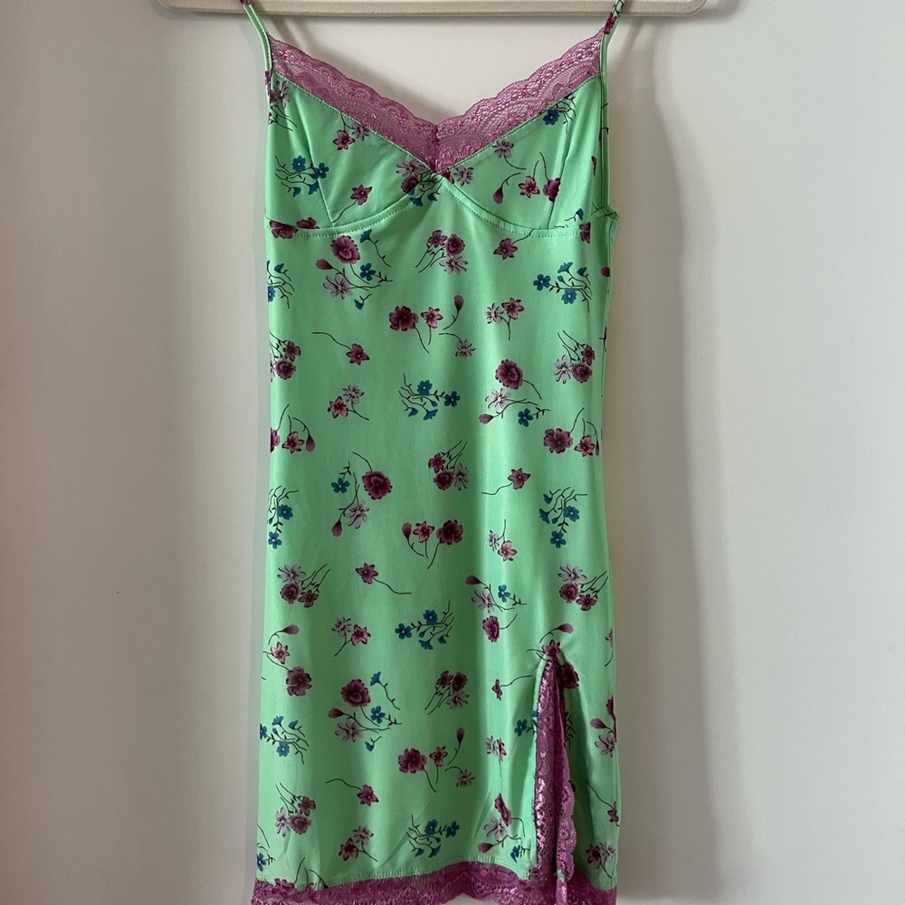 Motel Rocks Green Floral Mini Dress